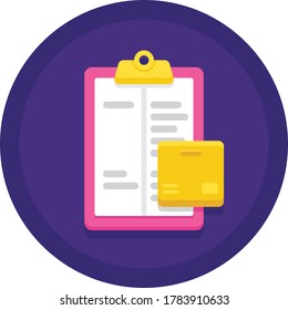 Flat vector icon of SKU description. Illustration of a checkboard and cardboard. Logistics service concept.