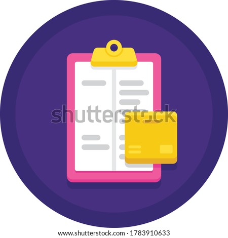 Flat vector icon of SKU description. Illustration of a checkboard and cardboard. Logistics service concept.