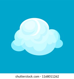 Flat vector icon of small fluffy cloud with lights and shadows. Weather symbol. Element for mobile app or game