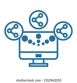 Flat vector icon - social media, favorites, share, arrow, redo, chain, network - Vector