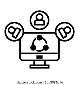 Flat vector icon - social media, favorites, share, arrow, redo, chain, network - Vector
