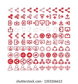 Flat vector icon - social media, favorites, share, arrow, redo, chain, network - Vector