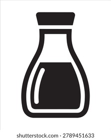 Flat vector icon of soy sauce cruet with condiment culinary minimalist
