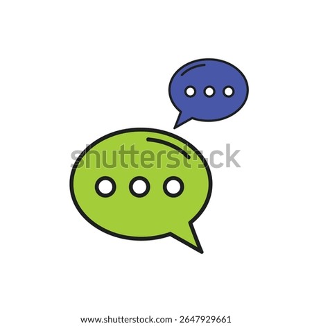  Flat vector icon of a speech bubble for chat or message apps, minimal modern design with clear outline