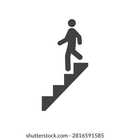 Flat vector icon of a stairs down sign indicating the floor below.