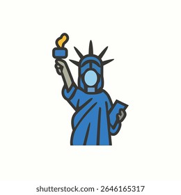 Flat vector icon of Statue of Liberty, American symbol of freedom and democracy for July 4th and national holiday design