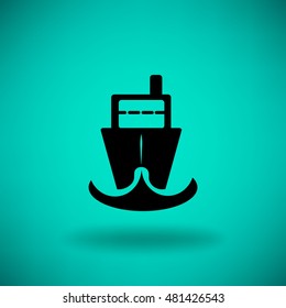 Flat vector icon for steamboat
