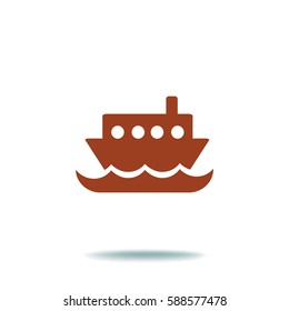 Flat vector icon for steamboat