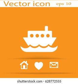 Flat vector icon for steamboat