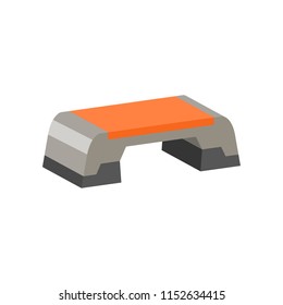 Flat vector icon of step platform. Exercise equipment. Aerobics theme. Element for promo poster or banner of sport goods store