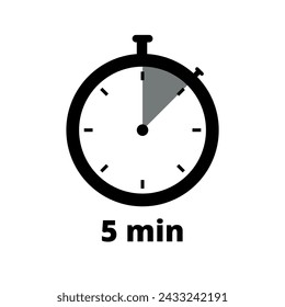 flat vector icon of stopwatch showing 5 minutes, vector illustration for websites and graphic resources.