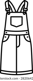 A flat vector icon of a stylish denim overall dress for fashion design.