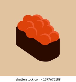 Flache Vektorsymbol von Sushi Lachs Roe