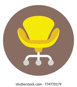 
Flat vector icon of a swivel chair in yellow color
