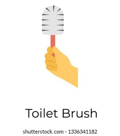 Flat vector icon of toilet brush, 