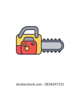 A flat vector icon of a toy chainsaw for construction play themes.