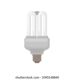 Flat vector icon of triple tube compact fluorescent lamp. Energy-saving light bulb. Element for promo poster of electrical goods store