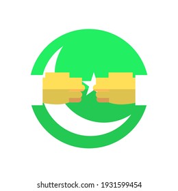 flat vector icon of two praying hands, simple ramadan theme pictogram symbol