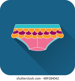 Flat vector icon of underwear. Underwear for children and adults, panties, briefs and panties