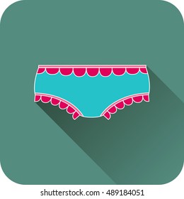 Flat vector icon of underwear. Underwear for children and adults, panties, briefs and panties