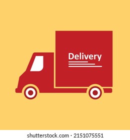 Flat vector icon of van or minibus with the inscription "Delivery"