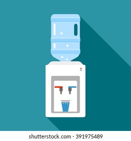 Flat Vector Icon For Water Cooler. Flat Vector Illustrations Isolate