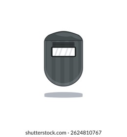 Flat vector icon of welding face shield—ideal for industrial safety signs, manuals, and PPE illustrations in manufacturing or fabrication environments.