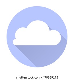 Flat vector icon white cloud on blue background