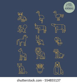 Flat vector icon wild farm domestic animal collection