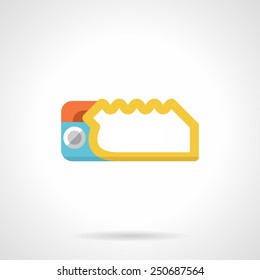 Flat vector icon for yellow descender device for climbing on white background. 
