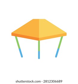 Flat vector icon of yellow hexagonal outdoor gazebo canopy with hexagonal structure illustration architecture