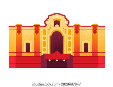 Flat vector of the iconic Castro Theater in San Francisco. Known for its vibrant facade and Spanish Colonial Baroque style, this landmark is a cultural hub for film and live performances