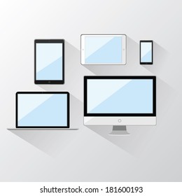 flat vector icons of computer technology
