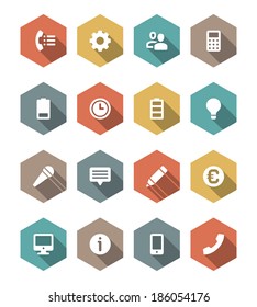 Flat vector icons concept. Design elements for business, social media,web site and mobile phone templates. design. Long shadow effect. 