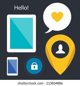 Flat vector icons and elements