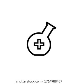 Iconos vectoriales planos de frascos con líquidos químicos para experimentos o con medicamentos para virus. Ilustración vectorial. Un conjunto de íconos de tubos de ensayo químicos para aplicaciones médicas y sitios web.
