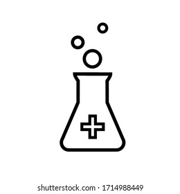 Iconos vectoriales planos de frascos con líquidos químicos para experimentos o con medicamentos para virus. Ilustración vectorial. Un conjunto de íconos de tubos de ensayo químicos para aplicaciones médicas y sitios web.