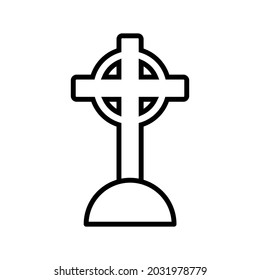 Flat Vector Icons With Grave And Cross