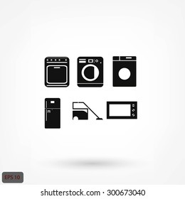 Flat vector icons home appliances