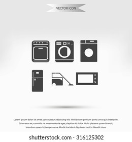Flat vector icons home appliances