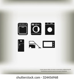 Flat vector icons home appliances