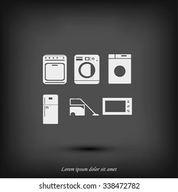 Flat vector icons home appliances