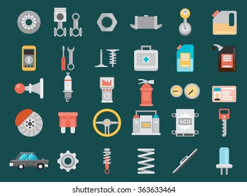 Flat vector icons and illustrations repair of machines and equipment. 