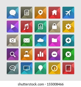 Flat vector icons with long shadow. Symbol collection.