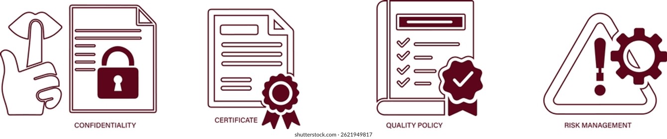 Flat vector icons for privacy, data protection, terms, and policy-related concepts.