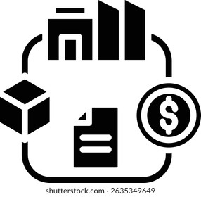 Flat vector icons of project financing or cash flow and circular or cyclical design documents emphasize that this is an ongoing process, involving several stages or aspects.