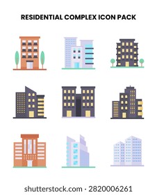 Flat vector icons from Residential Complex for web and app design.