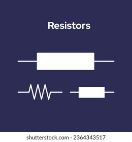 Flat vector icons of resistors against a dark background, creating a clean and minimalist appearance.