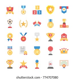 Flat Vector Icons of Rewards and Medals