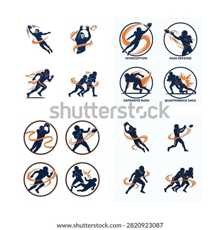 Flat vector icons of rugby player actions and techniques , And, international sports event, multi sport competition, athletics championship, sports tournament, Commonwealth Games